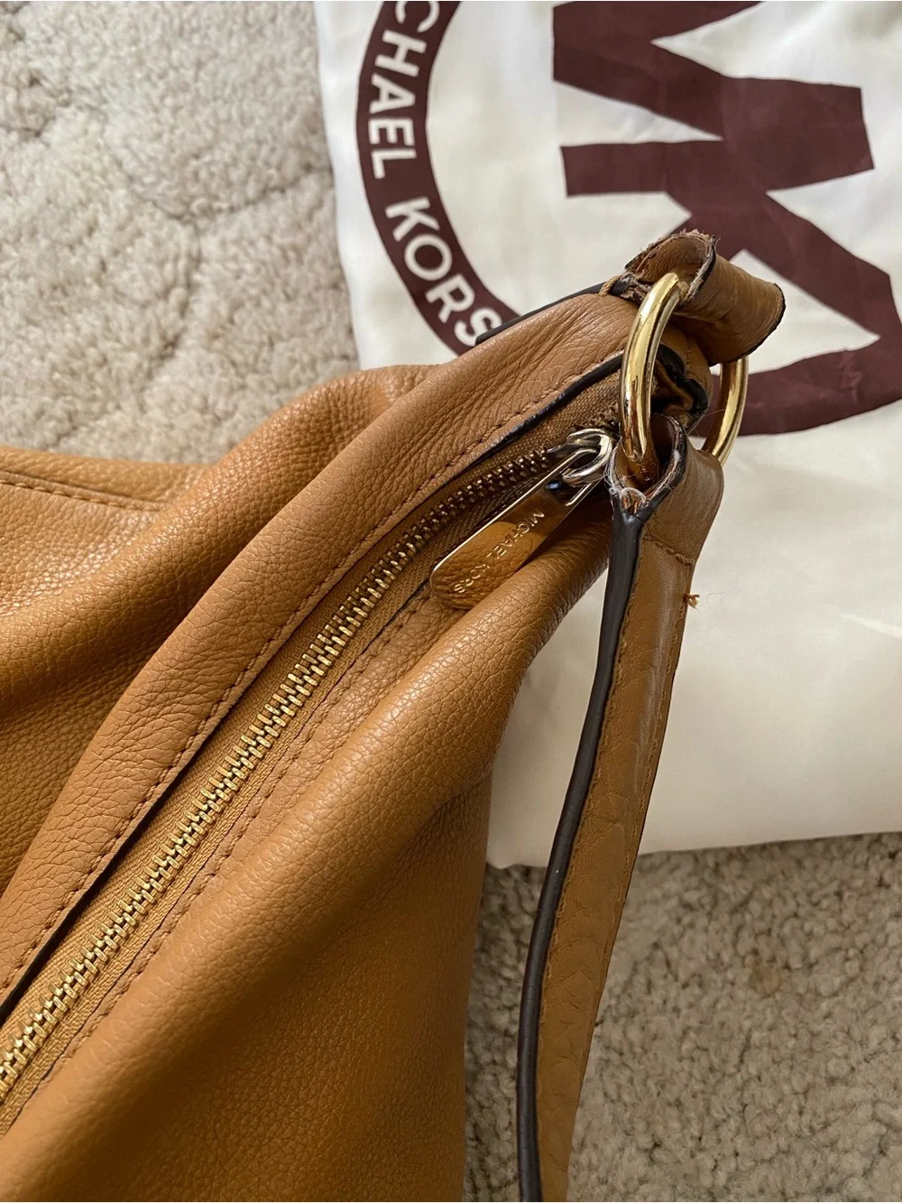 Michael Kors Caramel Brown Pebbled Leather Hobo